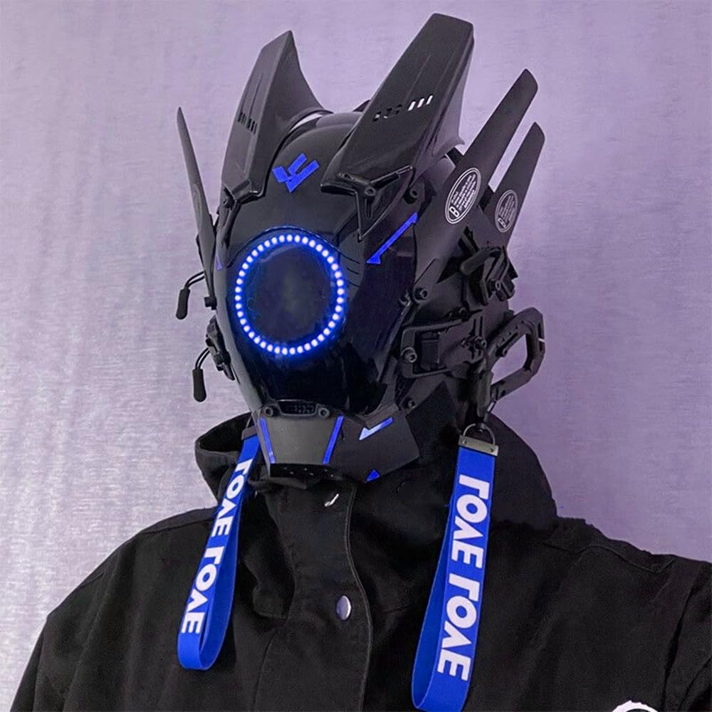 Amazon | クールブラックサイバーパンクマスク コスプレ顔
